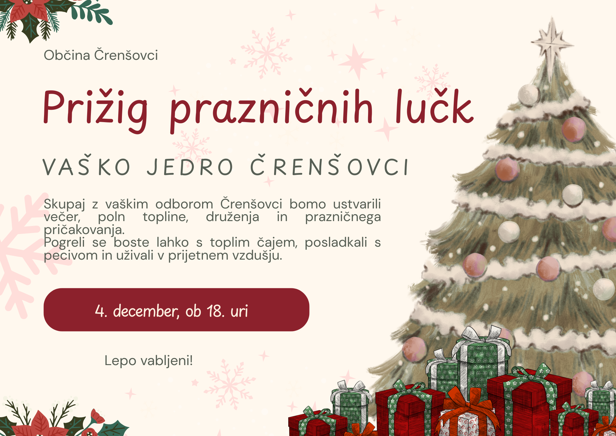 prižig prazničnih lučk Črenšovci 2025